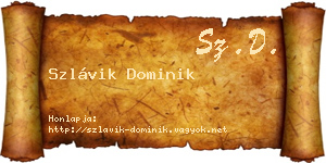 Szlávik Dominik névjegykártya